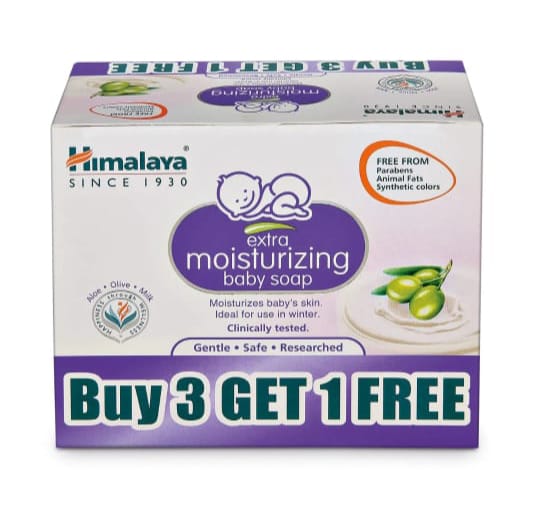 Himalaya extra moisturizing baby soap (Buy 3 Get 1 Free pack)